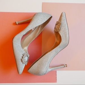 (Sold) Badgley Mischka Silver Embellished Pumps